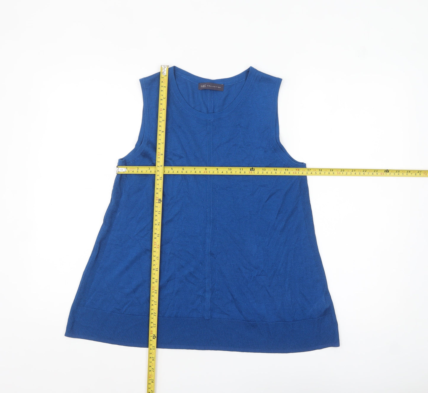 Marks and Spencer Women Blue Sleeveless Knit Tank Top Size 14
