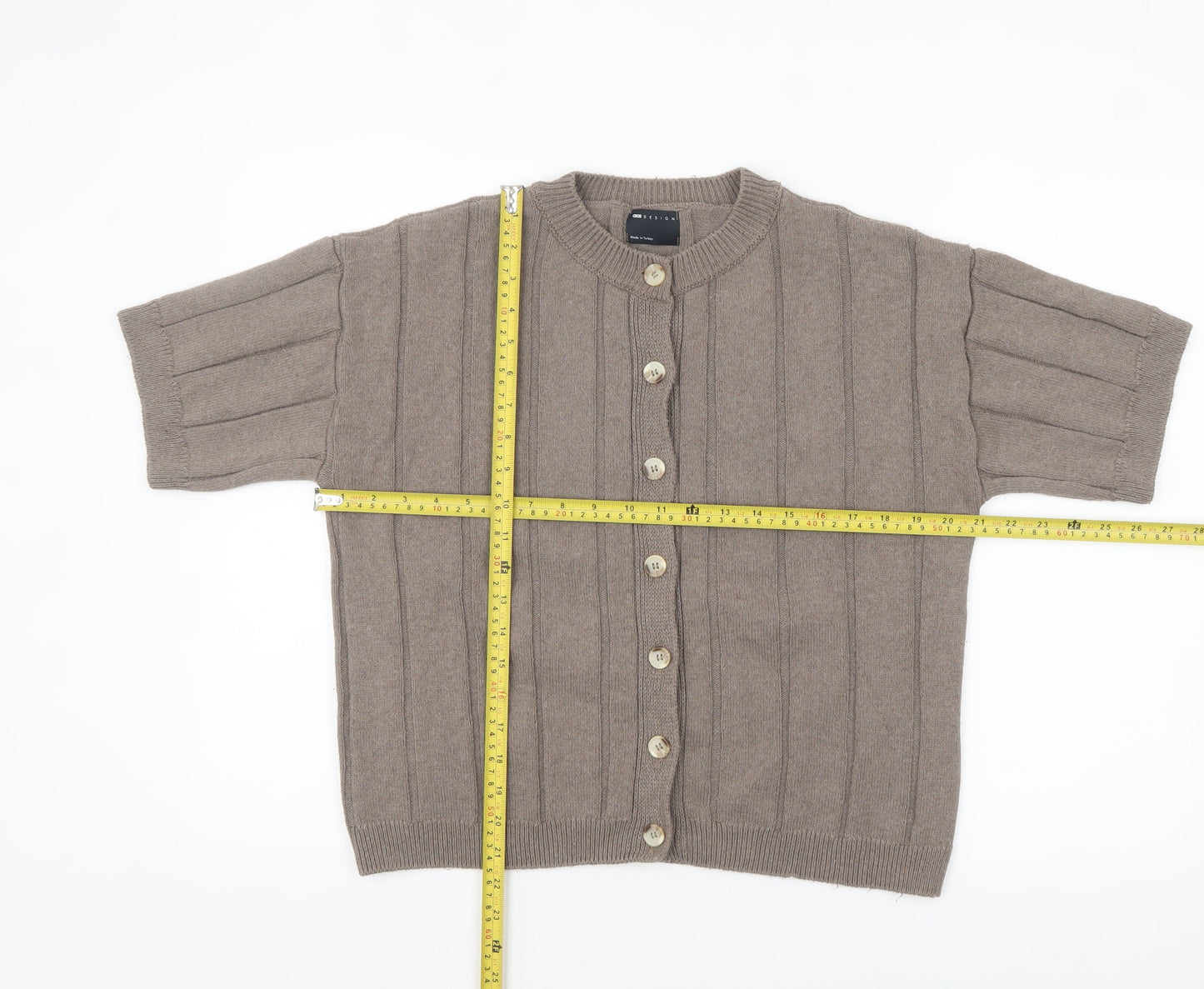ASOS Design Womens Beige Short Sleeve Button Cardigan XS