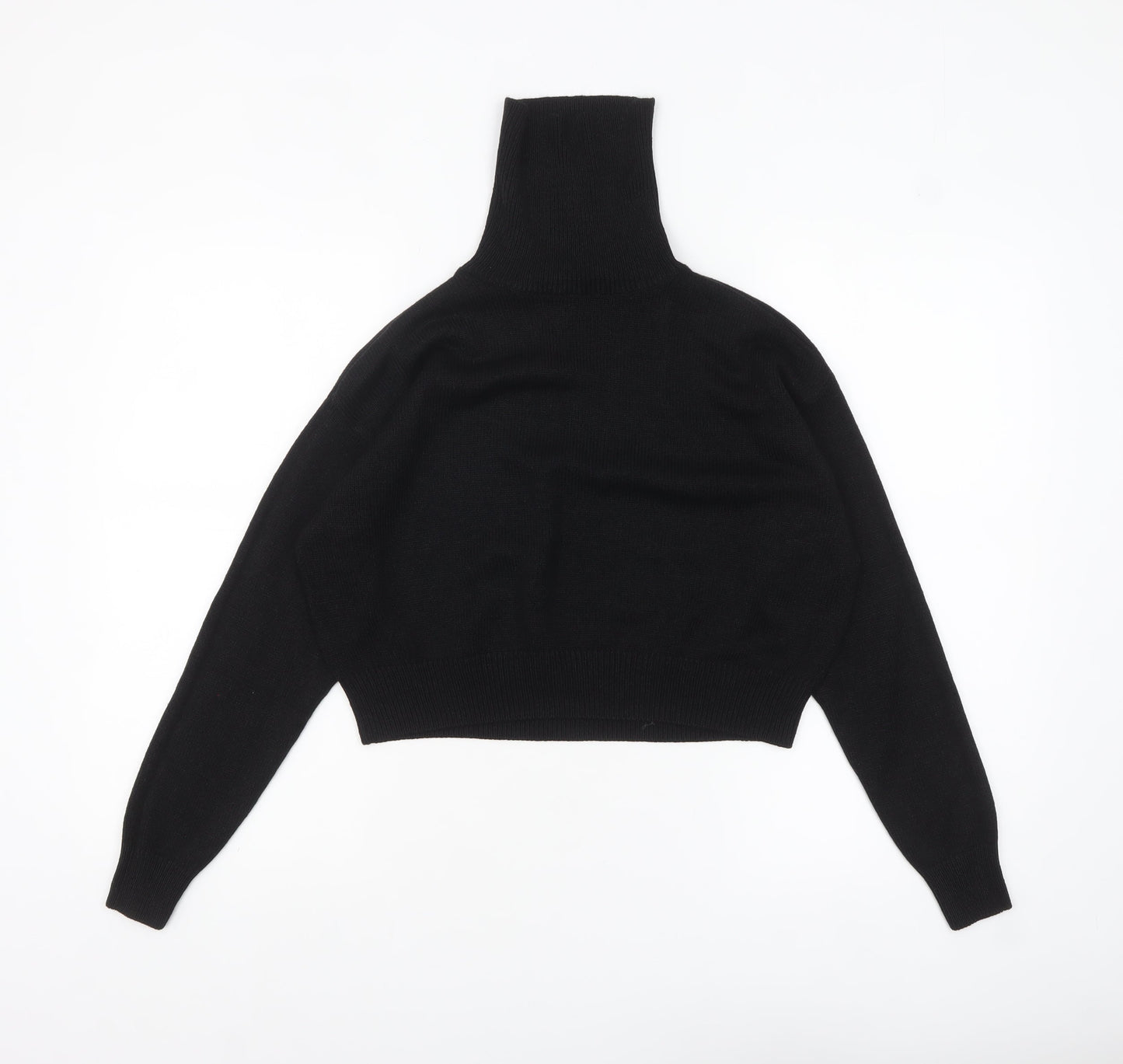 H&M Divided Women's Black XS Roll Neck Jumper Rib Knit Pullover