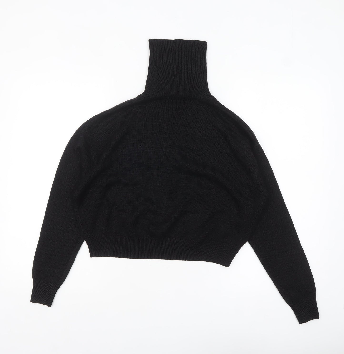 H&M Divided Women's Black XS Roll Neck Jumper Rib Knit Pullover