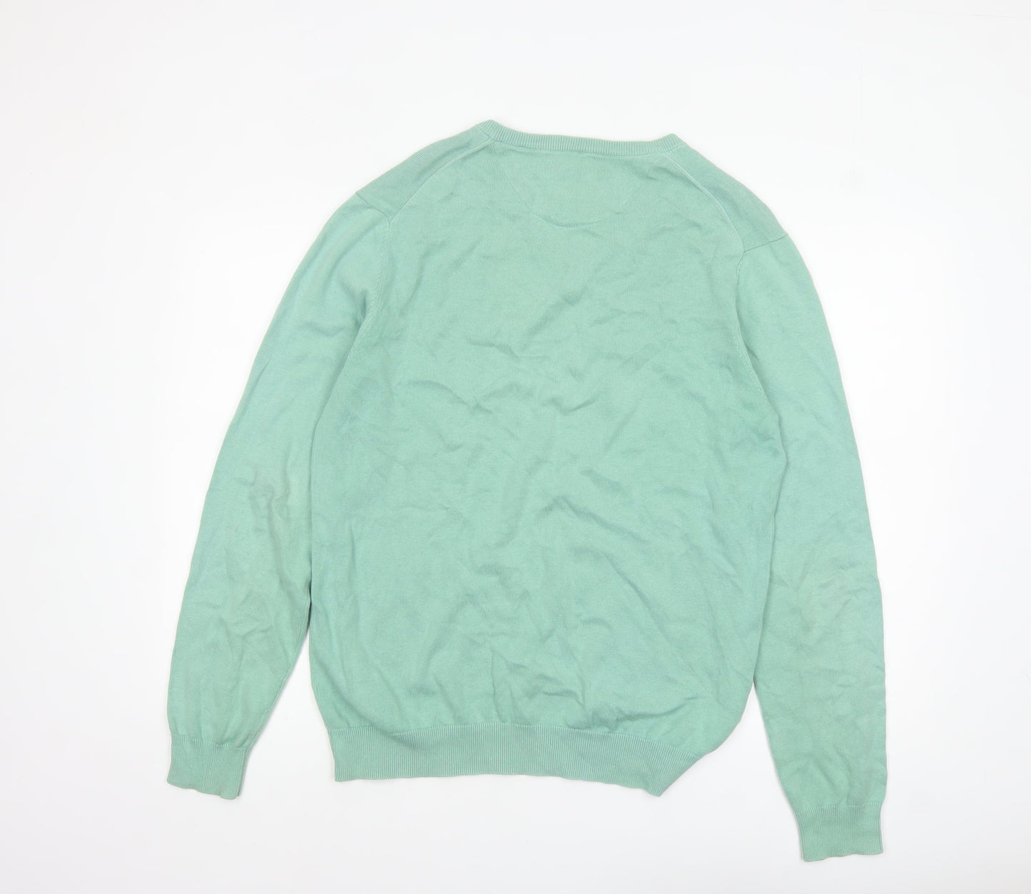 Morley Women’s Green V-Neck Cotton Pullover Jumper Size L