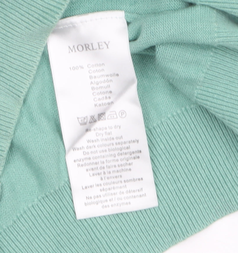 Morley Women’s Green V-Neck Cotton Pullover Jumper Size L