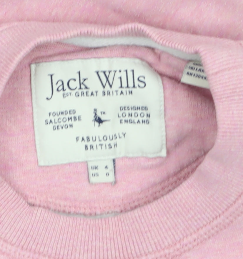 Jack Wills Womens Pink Crew Neck Pullover Sweatshirt Size UK 4