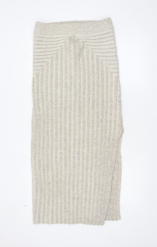 Topshop Women Beige Wool Knit Midi Pencil Skirt M