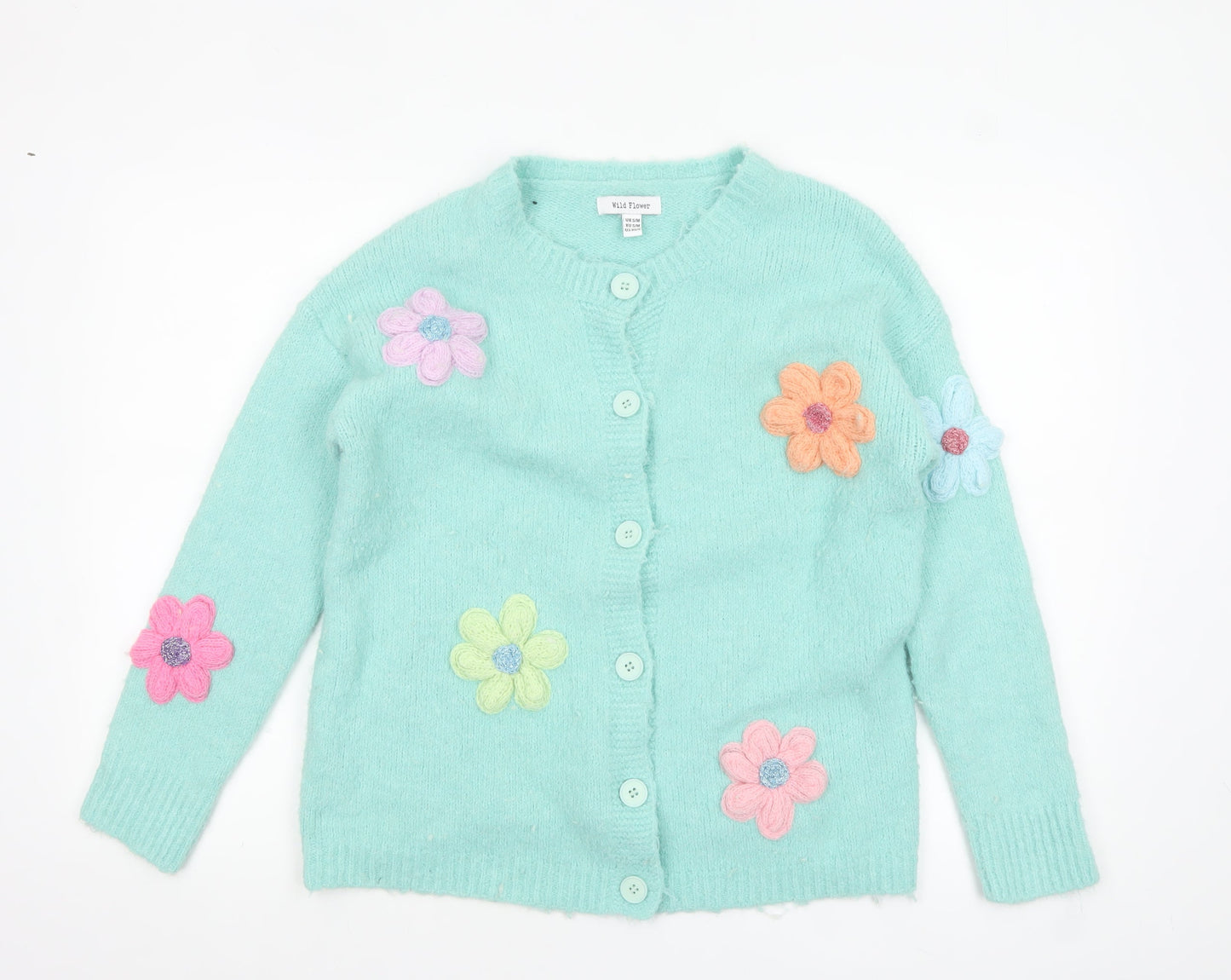 Wild Flower Women's Green Floral Knit Cardigan Size S