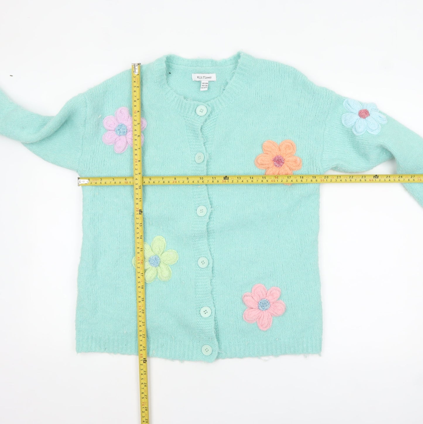 Wild Flower Women's Green Floral Knit Cardigan Size S