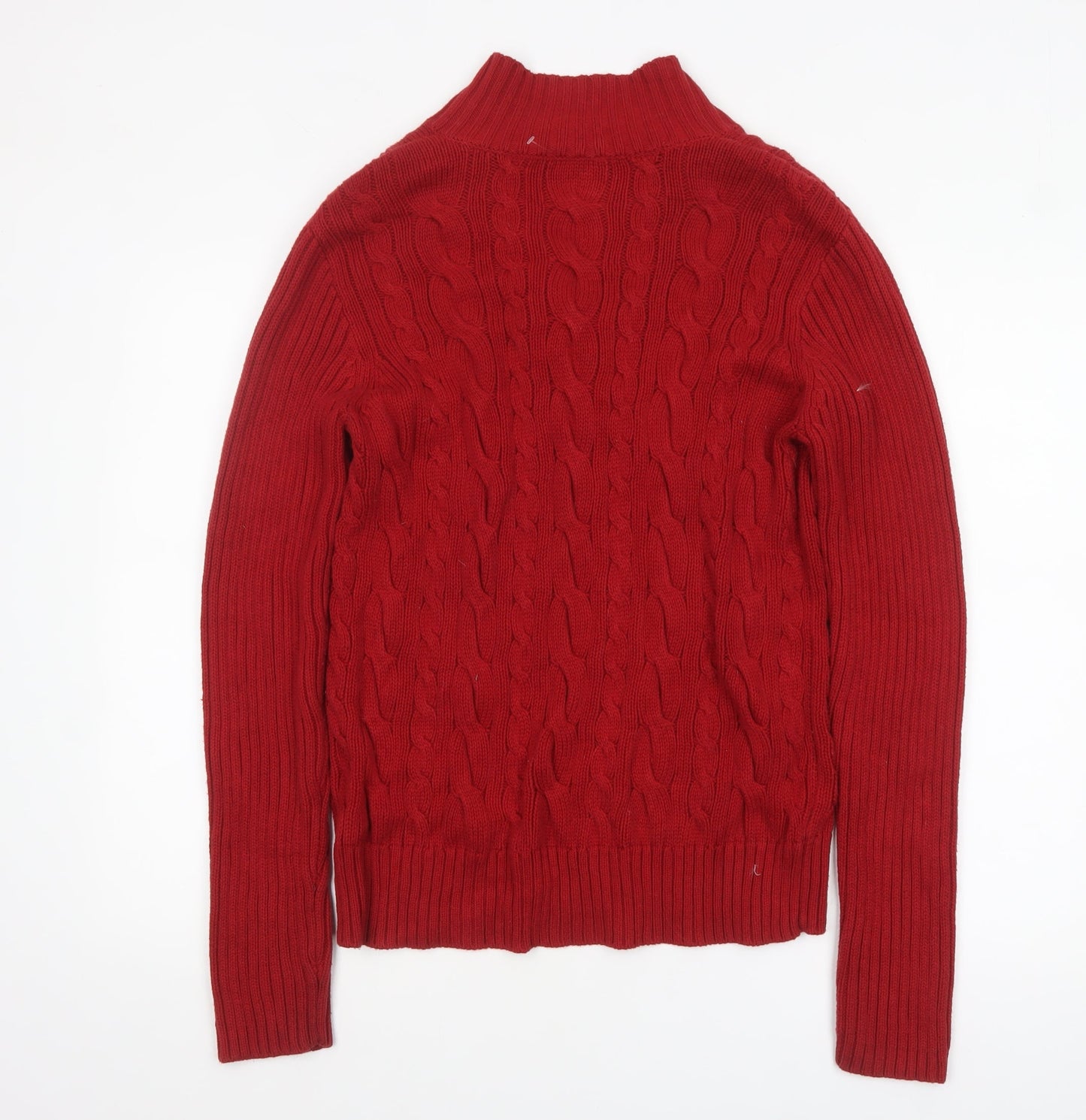 Chaps Women's Red Cotton Cable-Knit Pullover Jumper Size L