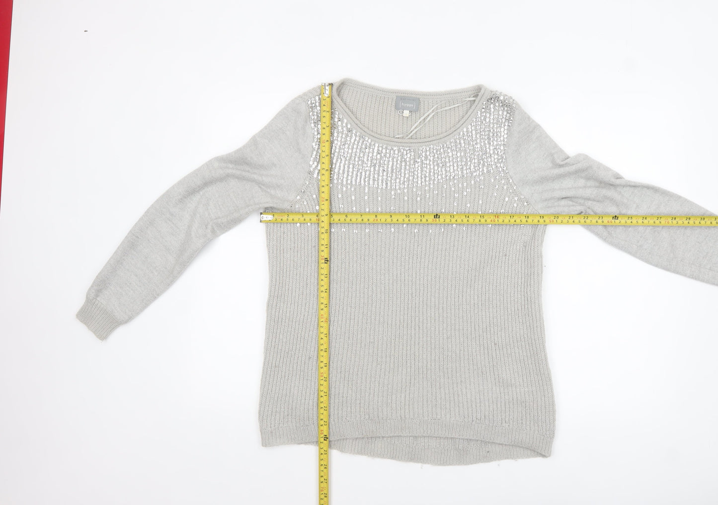 Mint Velvet Women’s Grey Sequin Knit Jumper Size 12