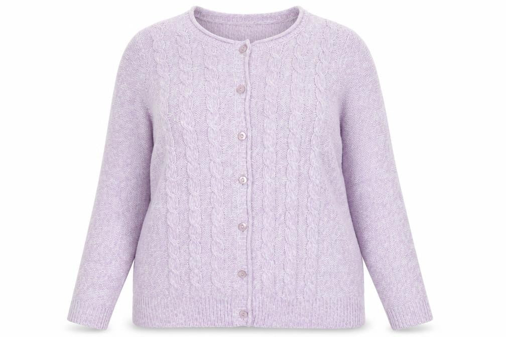 EWM Womens Purple Cable Knit Acrylic Cardigan Size 18