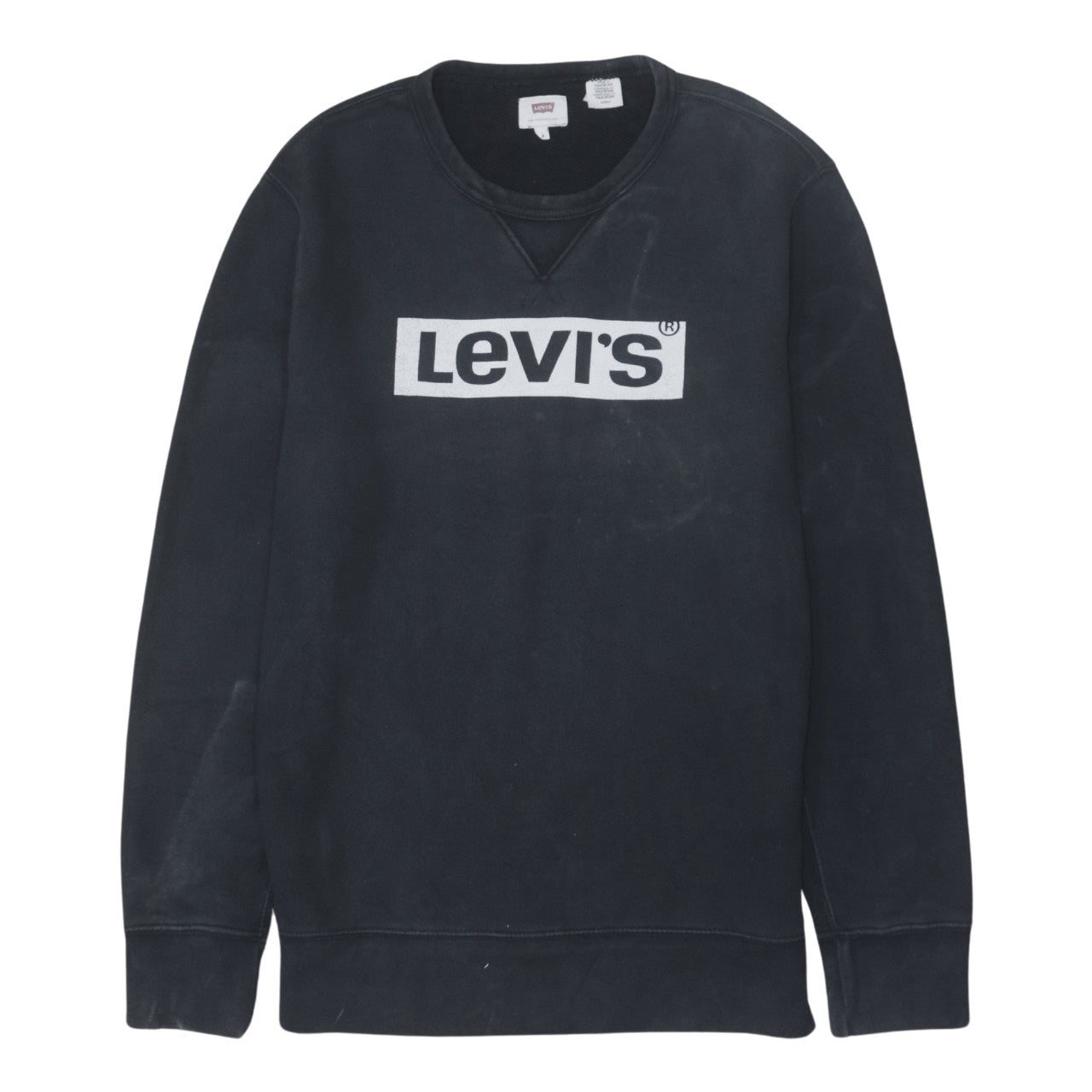Levi's Men's Black Small Crew Neck Pullover Logo Sweatshirt