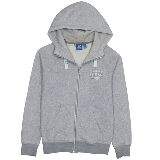 Adidas Originals Women Grey Full Zip Hoodie Size 12 Lined Hooded