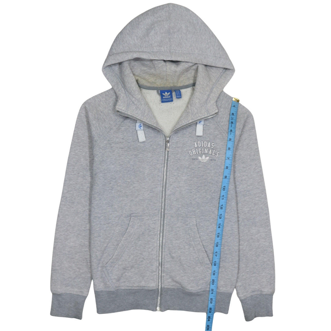 Adidas Originals Women Grey Full Zip Hoodie Size 12 Lined Hooded