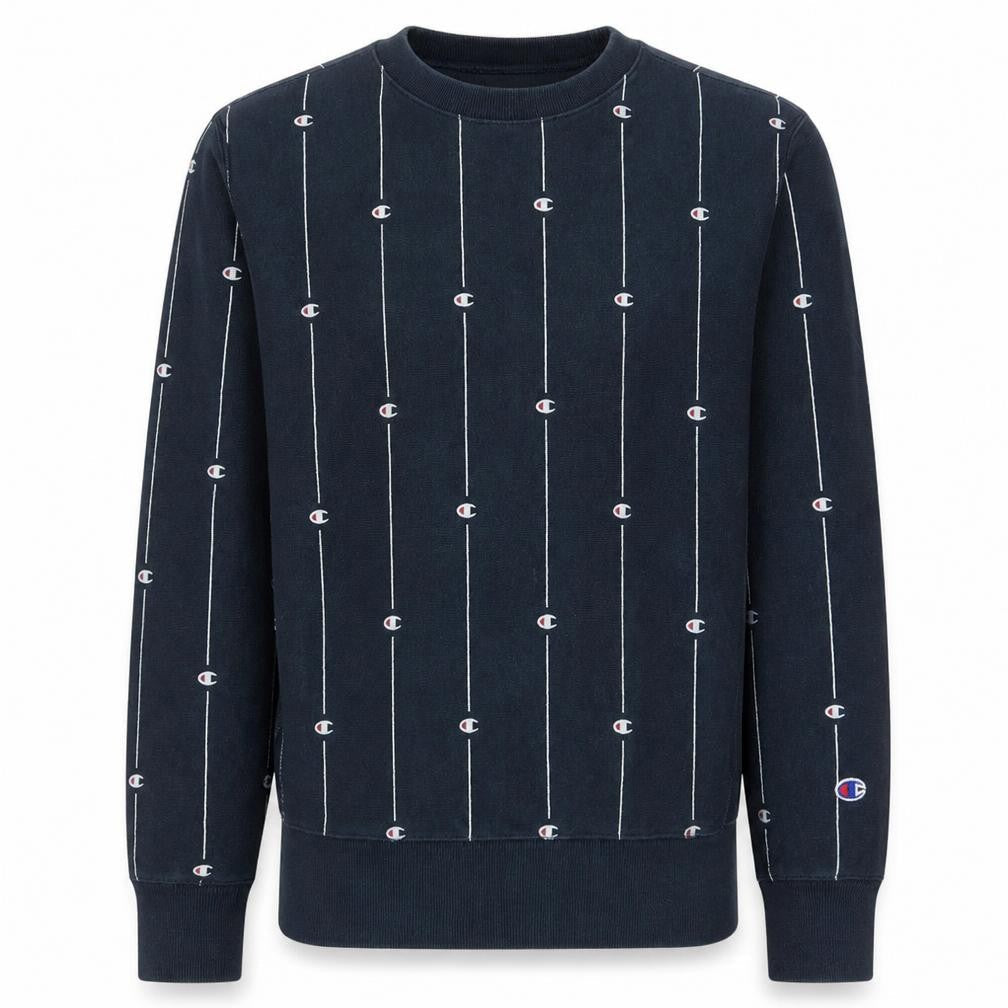 Champion Men's Navy Reverse Weave Logo Sweatshirt - Large
