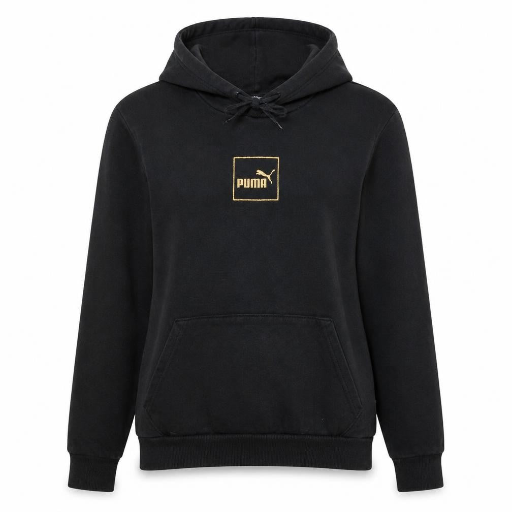 Puma Women's Black Gold Logo Pullover Hoodie Size L