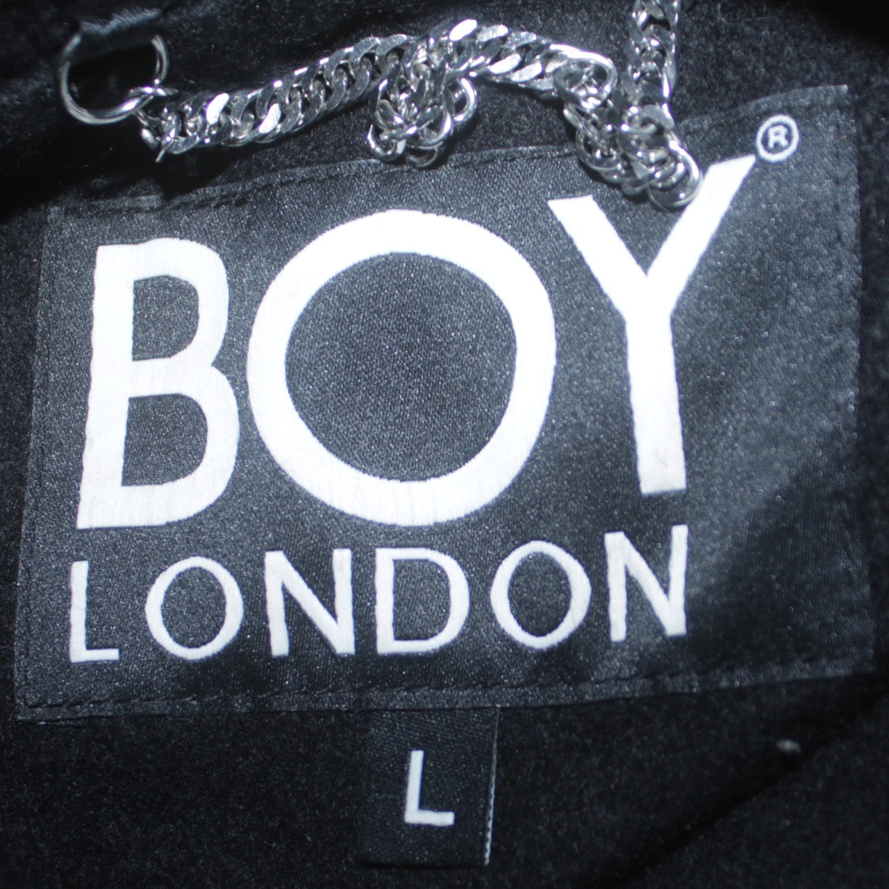 Boy London Women’s Black Varsity Jacket L Embroidered Logo Cotton Faux Leather