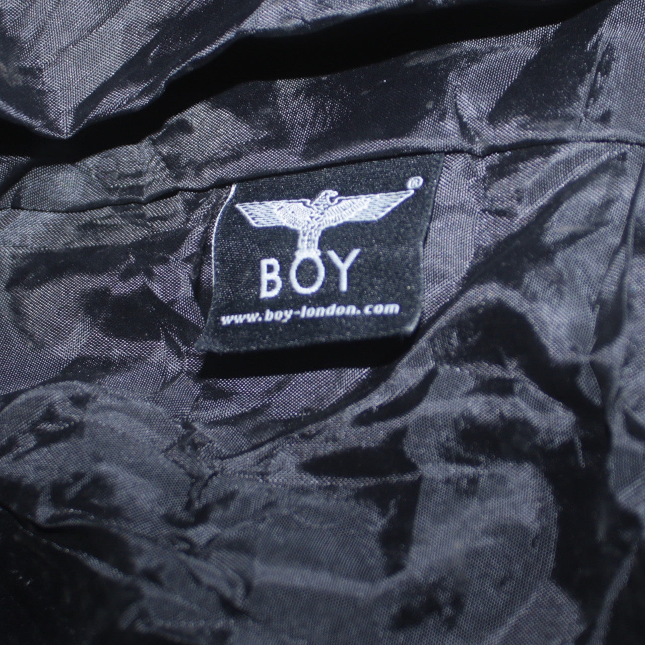 Boy London Women’s Black Varsity Jacket L Embroidered Logo Cotton Faux Leather