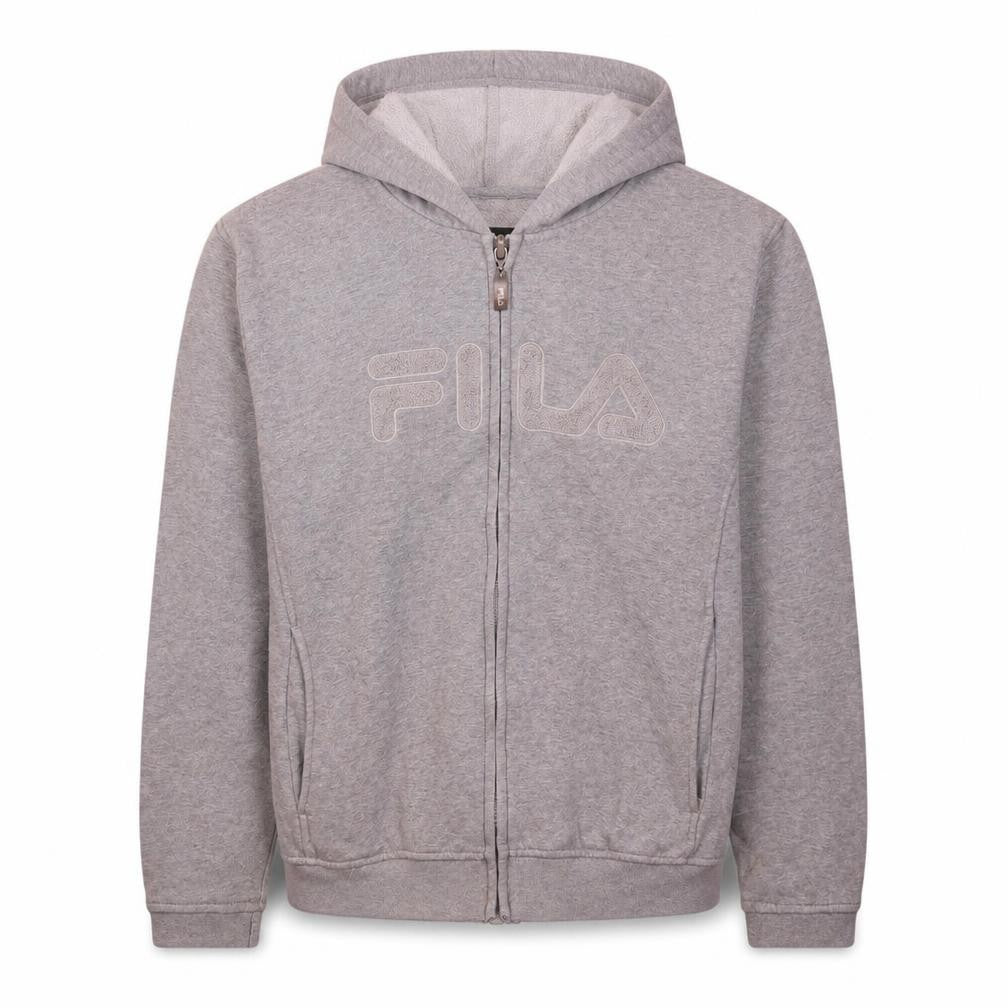 Fila Womens Grey Full Zip Hoodie L/XL Classic Casual Sweatshirt