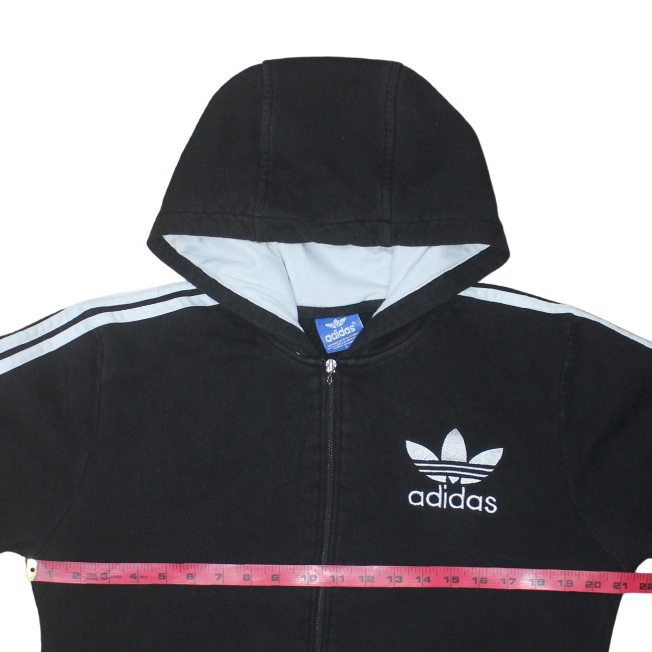 Adidas Mens Black Full Zip Hoodie L Sportswear Trefoil Fleece