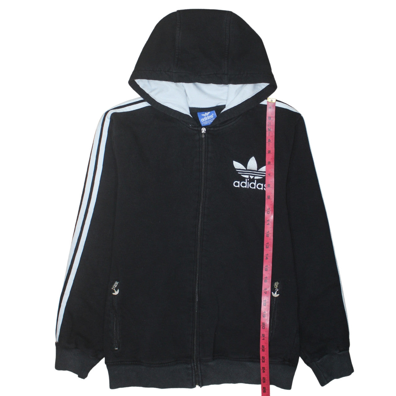 Adidas Mens Black Full Zip Hoodie L Sportswear Trefoil Fleece