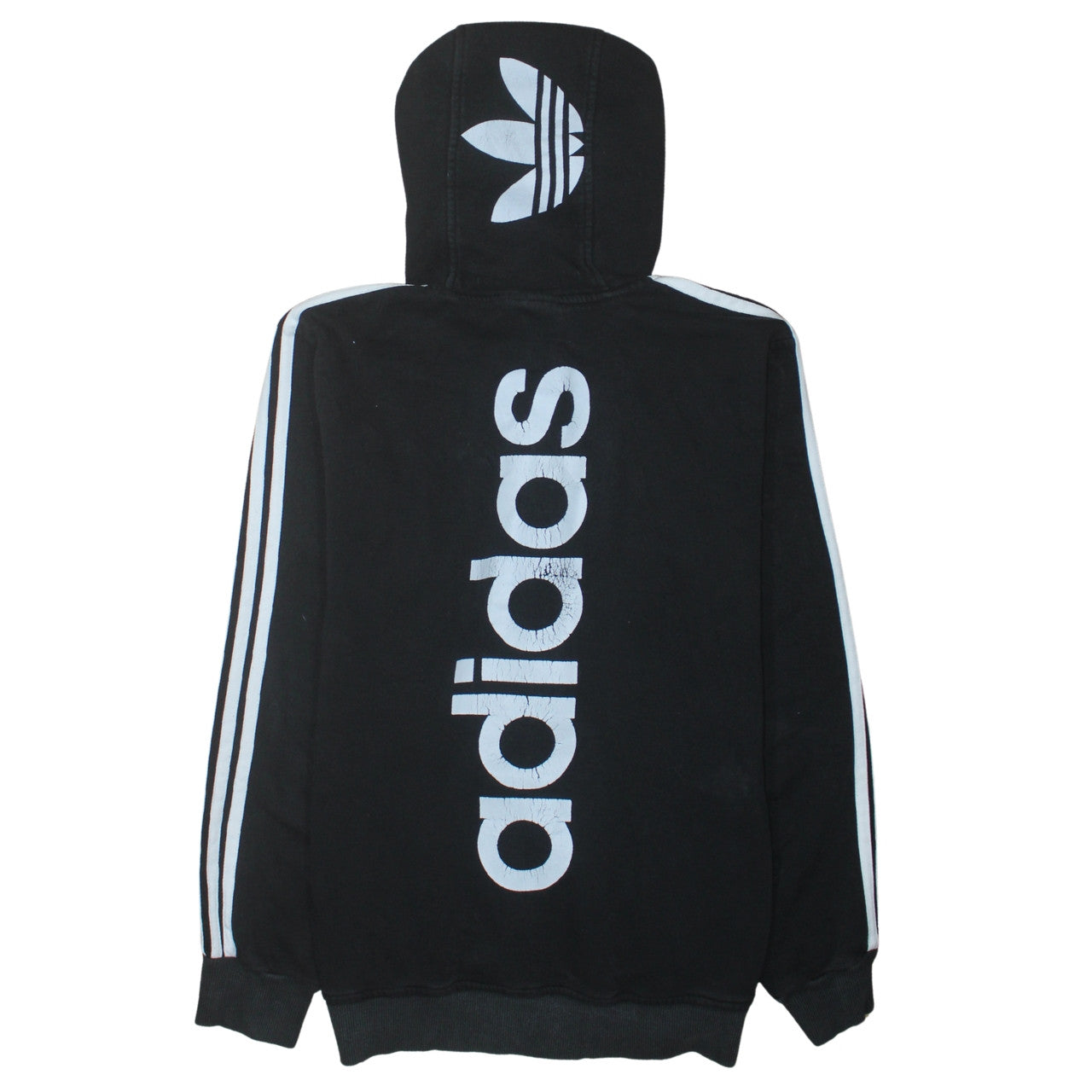 Adidas Mens Black Full Zip Hoodie L Sportswear Trefoil Fleece