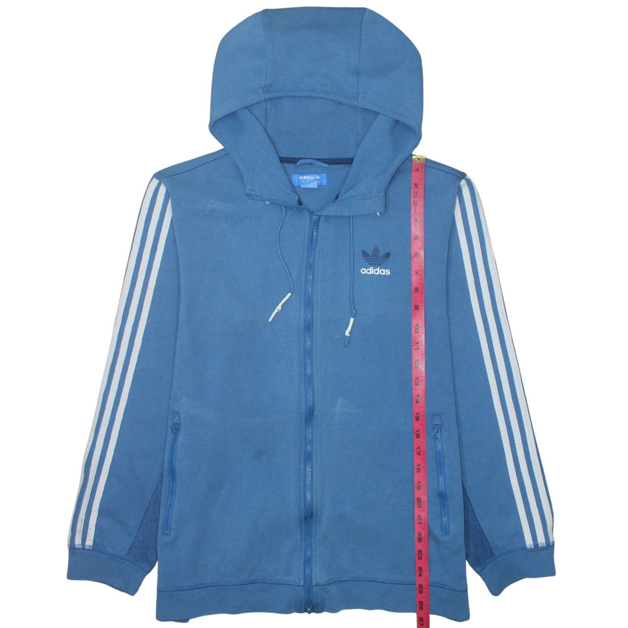 Adidas Mens Blue Full Zip Hoodie Size L Sportswear Sweatshirt
