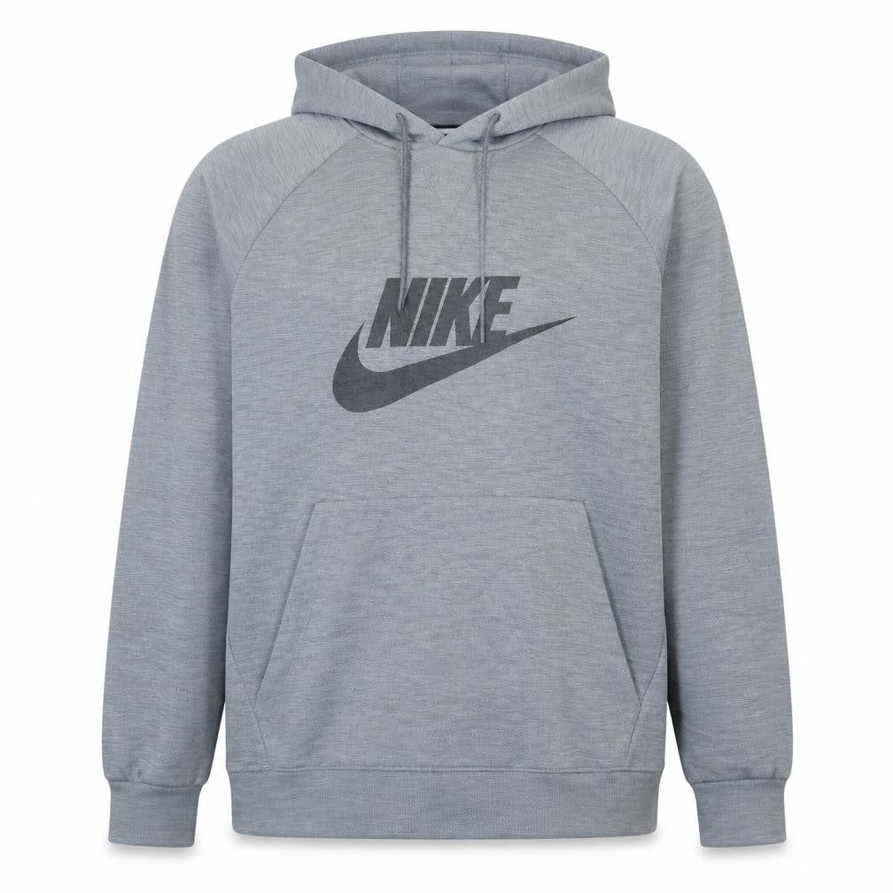 Nike Men's Grey XL Pullover Hoodie with Logo Print