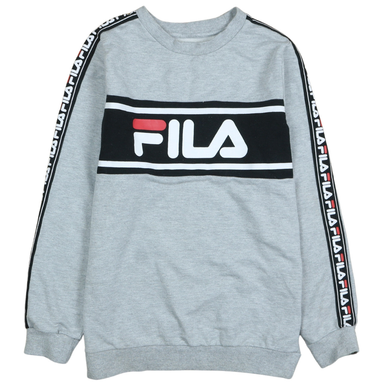 Fila Boys Grey Logo Pullover Sweatshirt 13-14 Years Long Sleeve Crew Neck