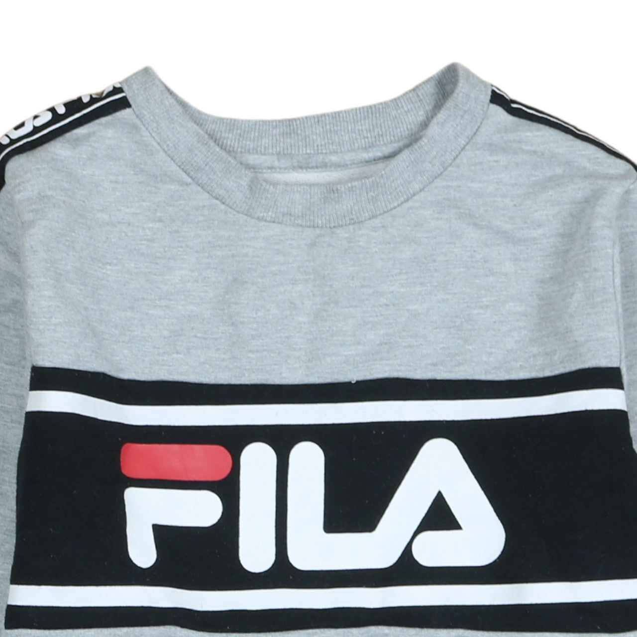 Fila Boys Grey Logo Pullover Sweatshirt 13-14 Years Long Sleeve Crew Neck
