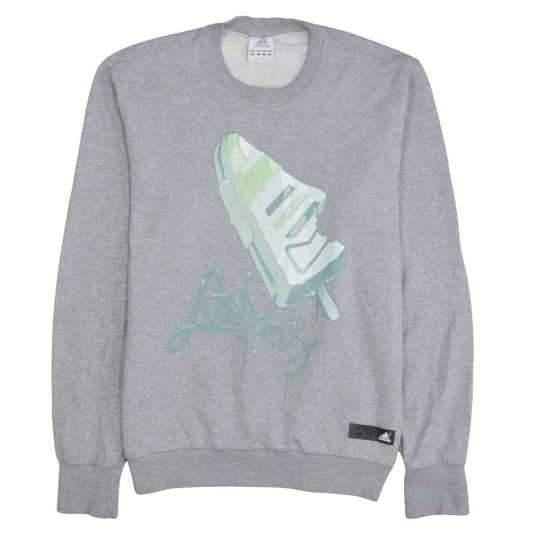 Adidas Mens Grey Graphic Logo Pullover Sweatshirt Size M