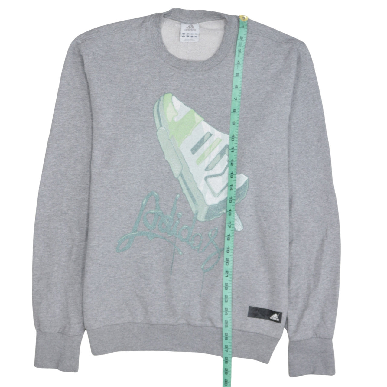 Adidas Mens Grey Graphic Logo Pullover Sweatshirt Size M