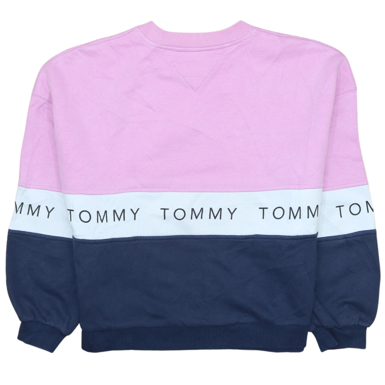 Tommy Jeans Women's Pink Navy Colourblock Logo Sweatshirt Size S