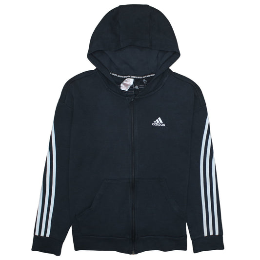 Adidas Boys Black Full Zip Hoodie 14-15 Years Sports Fleece Sweatshirt