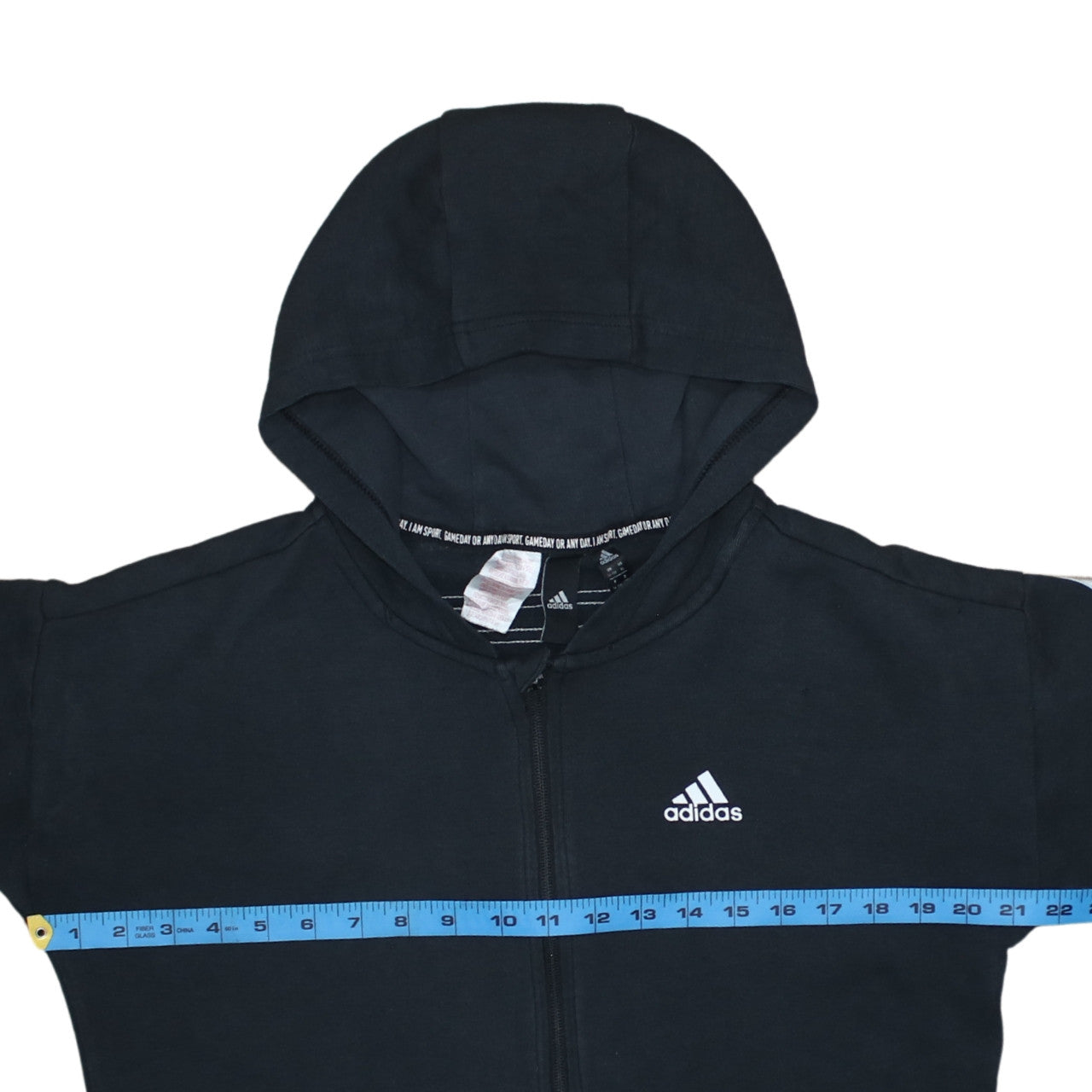 Adidas Boys Black Full Zip Hoodie 14-15 Years Sports Fleece Sweatshirt