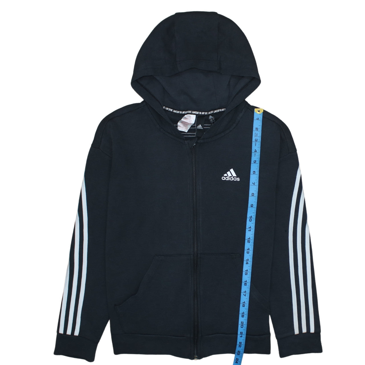 Adidas Boys Black Full Zip Hoodie 14-15 Years Sports Fleece Sweatshirt