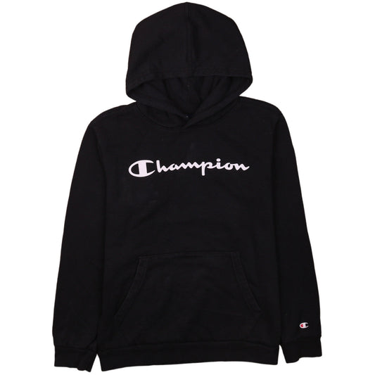 Champion Boys Black Pullover Hoodie 13-14 Years Fleece Logo Sweatshirt