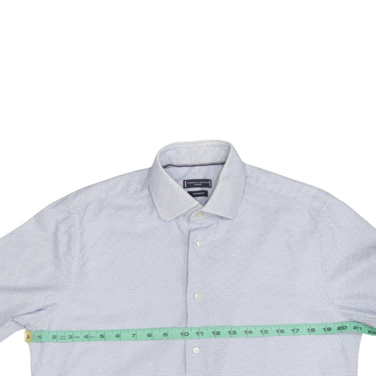 Tommy Hilfiger Men’s Blue Geometric Regular Fit Cotton Long Sleeve Shirt Size 16