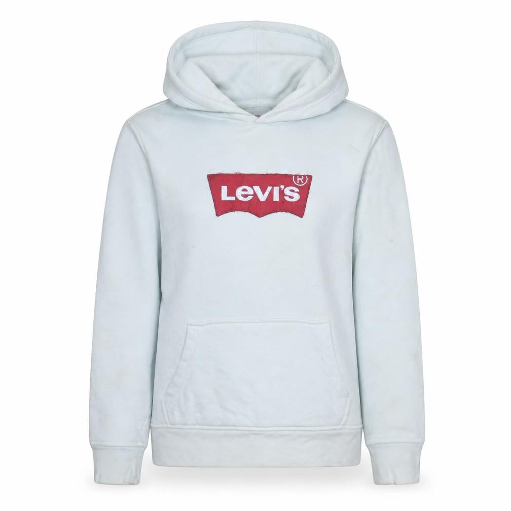 Levi's Womens White Small Logo Pullover Hoodie Sweatshirt