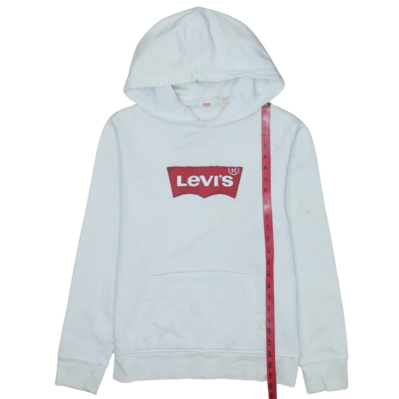 Levi's Womens White Small Logo Pullover Hoodie Sweatshirt