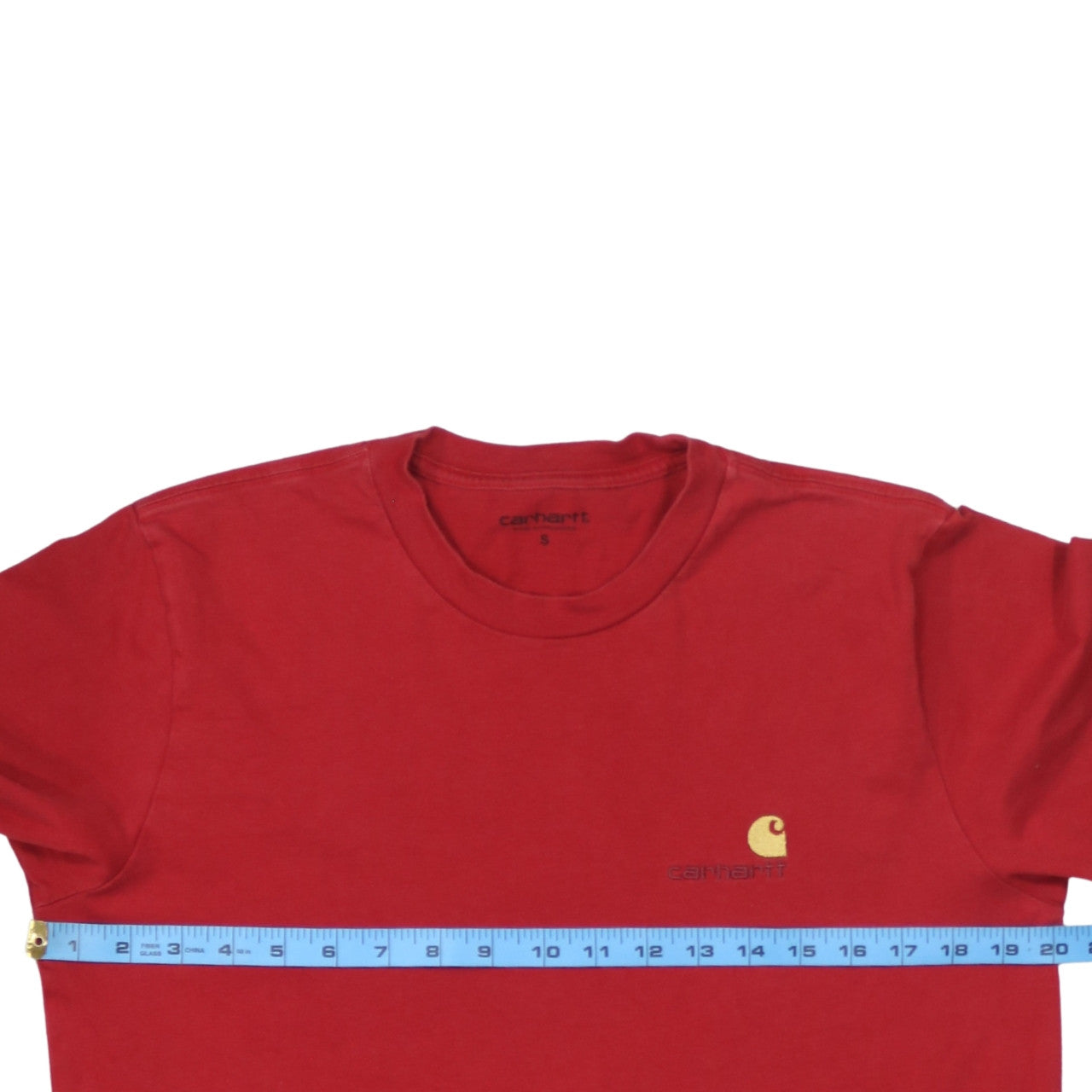 Carhartt WIP Men's Red Long Sleeve Crew Neck Cotton T-Shirt Size S