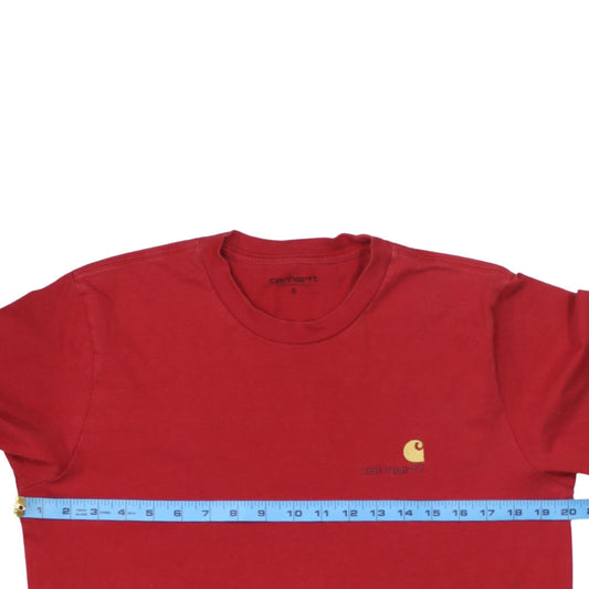 Carhartt WIP Men's Red Long Sleeve Crew Neck Cotton T-Shirt Size S
