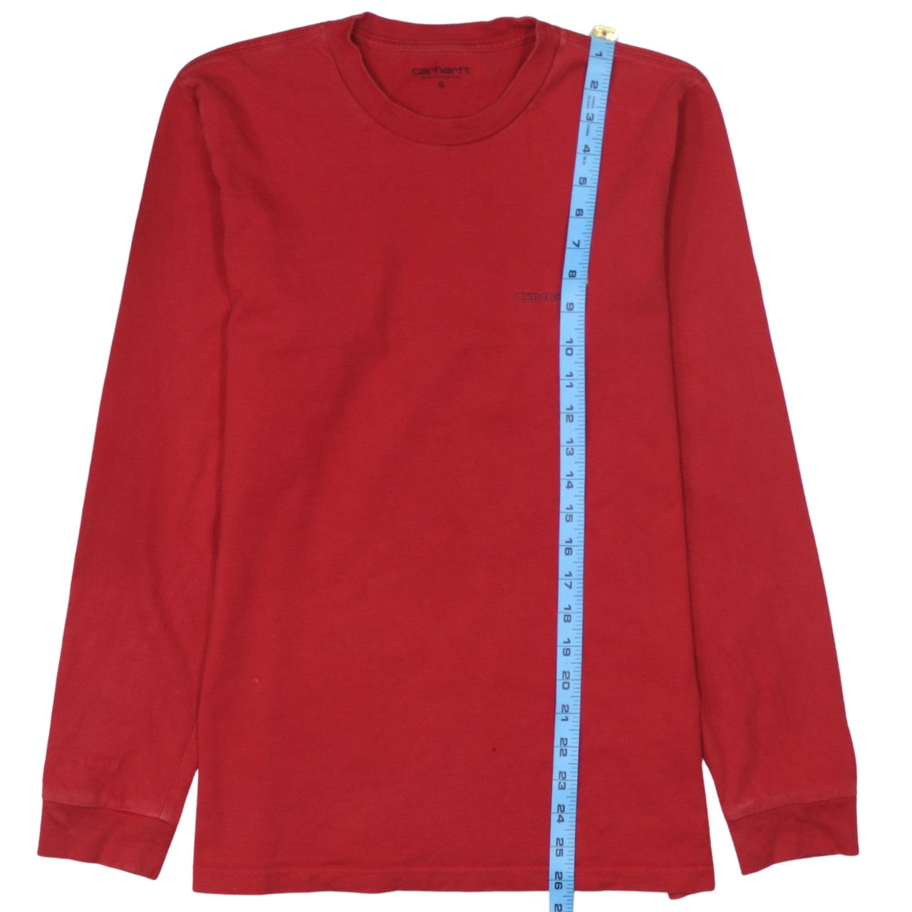 Carhartt WIP Men's Red Long Sleeve Crew Neck Cotton T-Shirt Size S