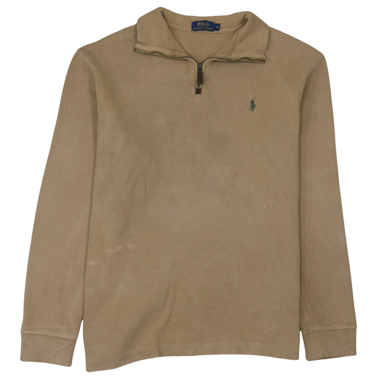 Ralph Lauren Men’s Beige Cotton 1/4 Zip Jumper Size M