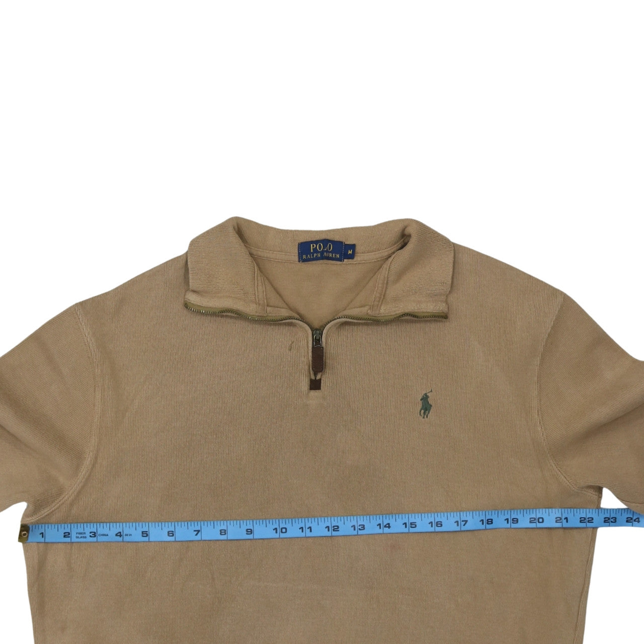 Ralph Lauren Men’s Beige Cotton 1/4 Zip Jumper Size M