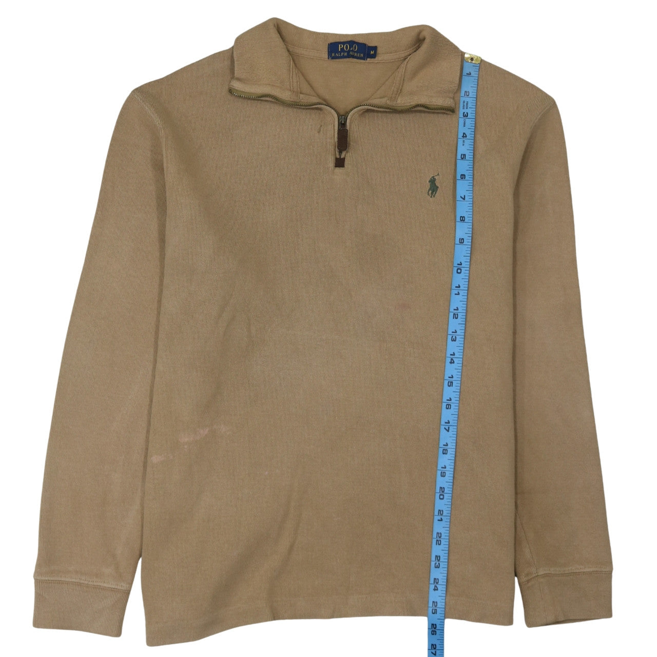 Ralph Lauren Men’s Beige Cotton 1/4 Zip Jumper Size M
