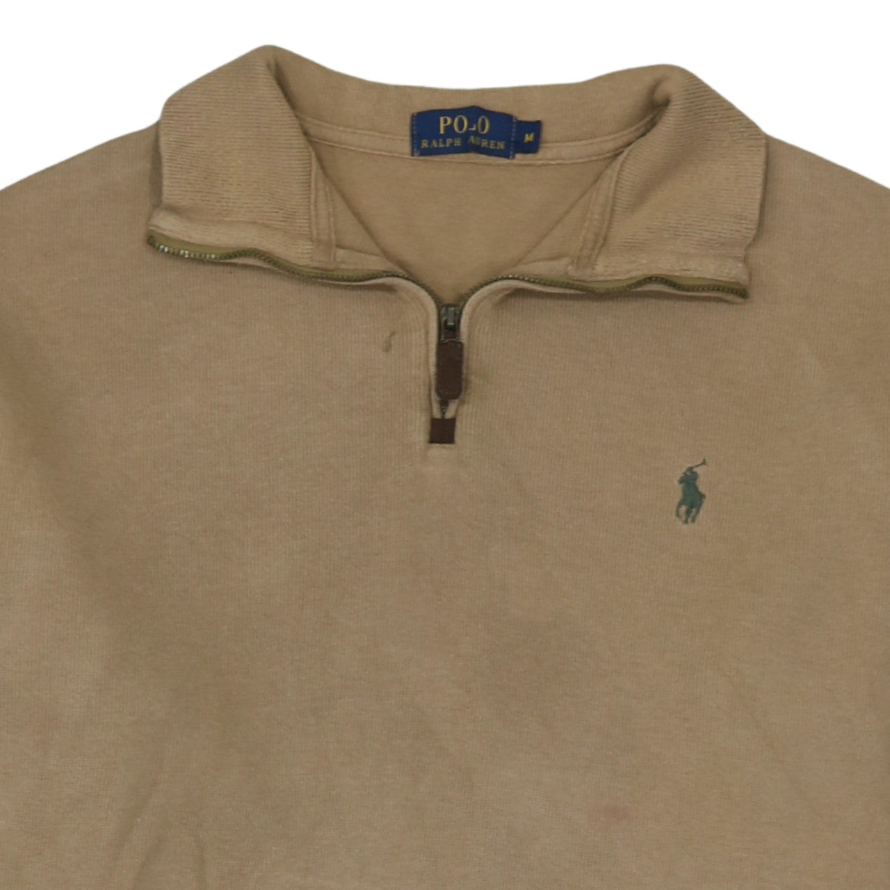 Ralph Lauren Men’s Beige Cotton 1/4 Zip Jumper Size M