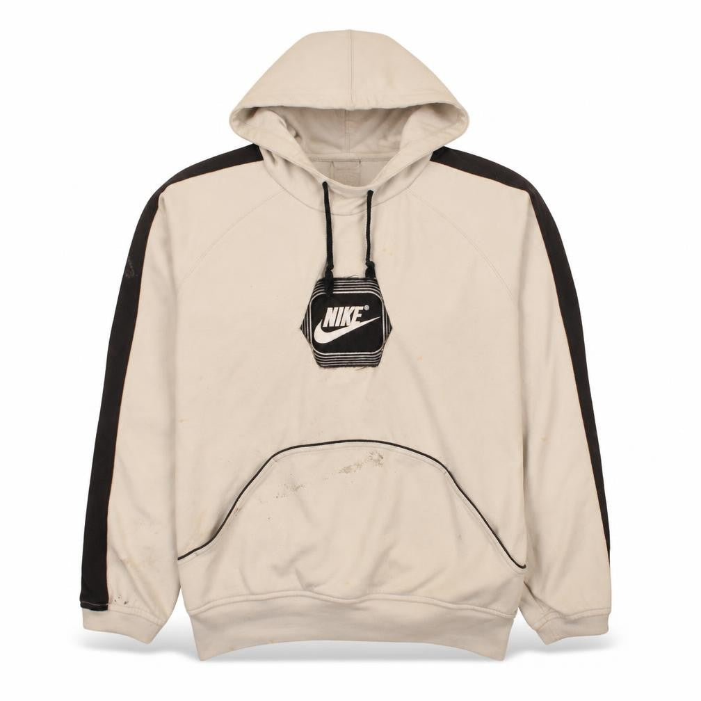 Nike Men's Beige Pullover Hoodie Size M Fleece Logo Sportswear