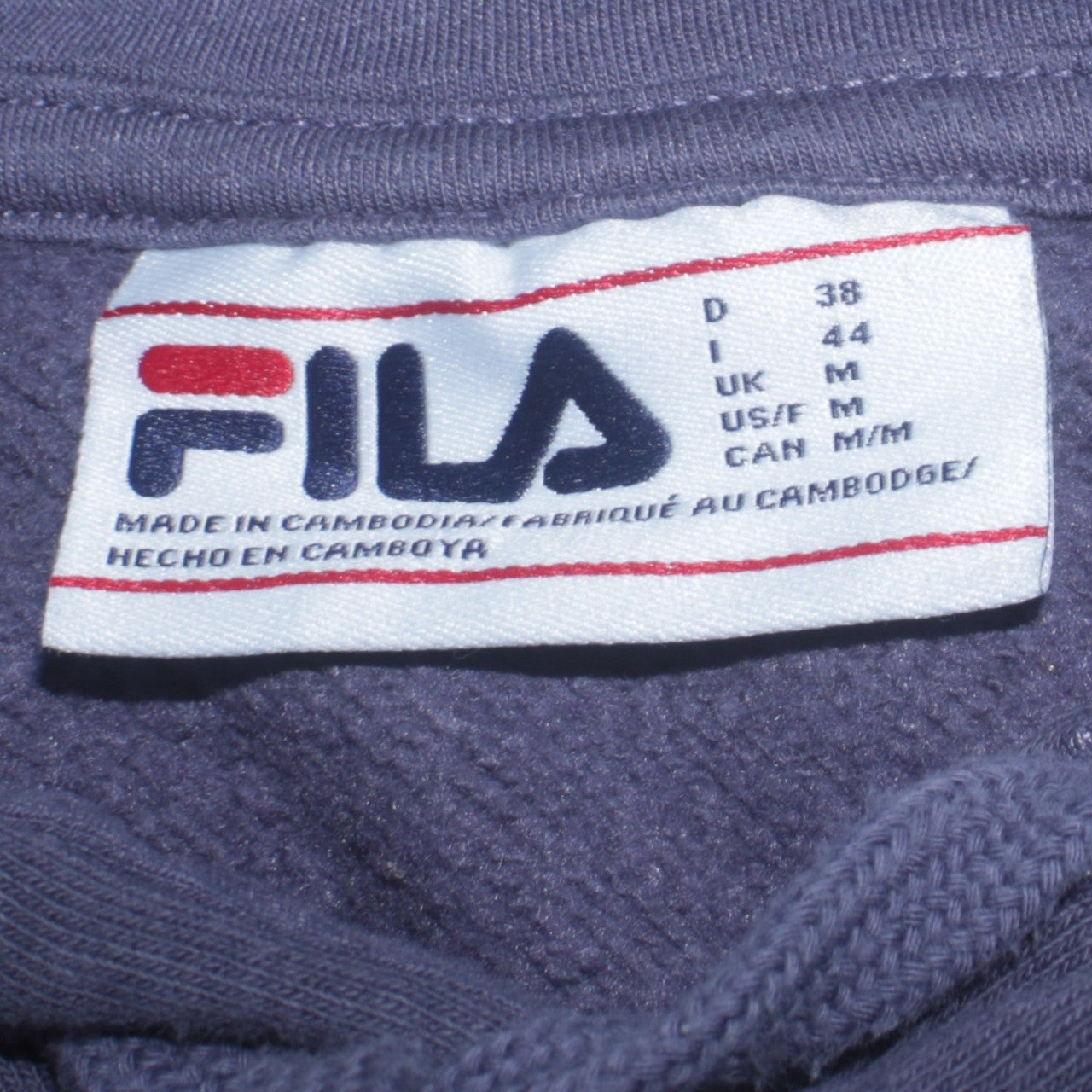 Fila Women’s Blue Pullover Hoodie Medium Cotton Blend Sweatshirt