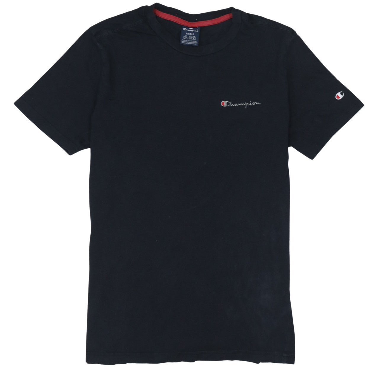 Champion Men's Black Small Crew Neck Cotton Sports T-Shirt