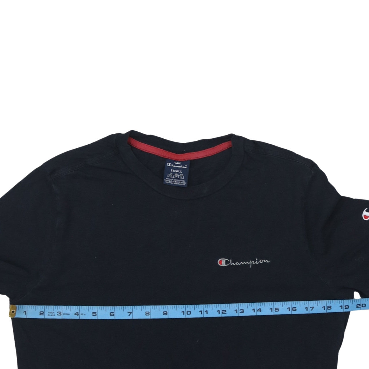 Champion Men's Black Small Crew Neck Cotton Sports T-Shirt