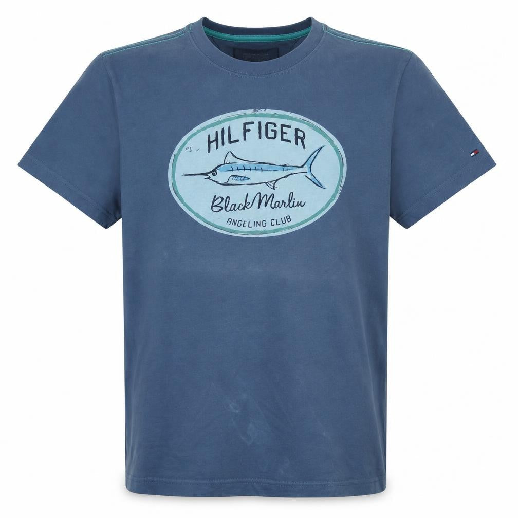 Tommy Hilfiger Men’s Blue Graphic Print Crew Neck Cotton T-Shirt M